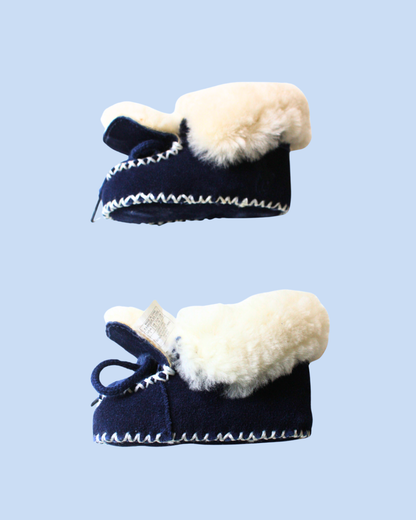 Mocassins en peau de mouton bleus taille 16