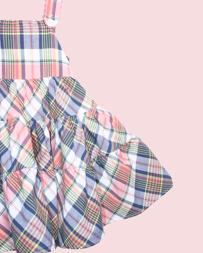 Robe rose à carreaux 2 ans