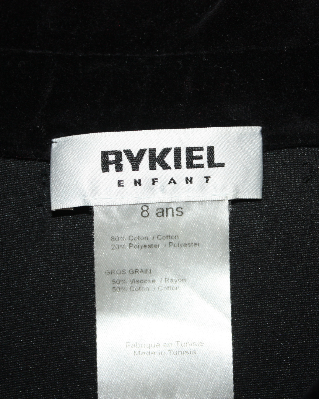 Sweatshirt noir en velours peau de pêche 8 ans