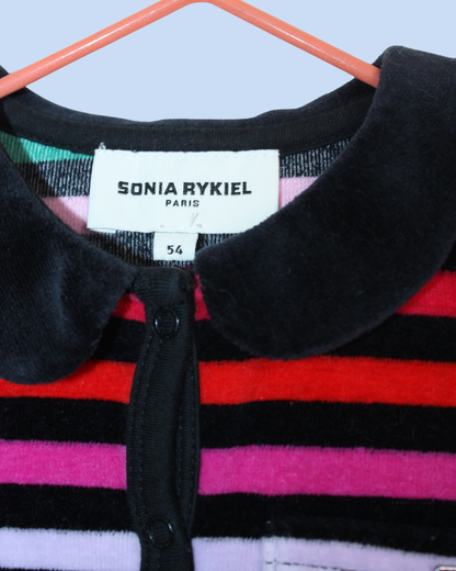 Grenouillère vintage en velours rayé 3 mois