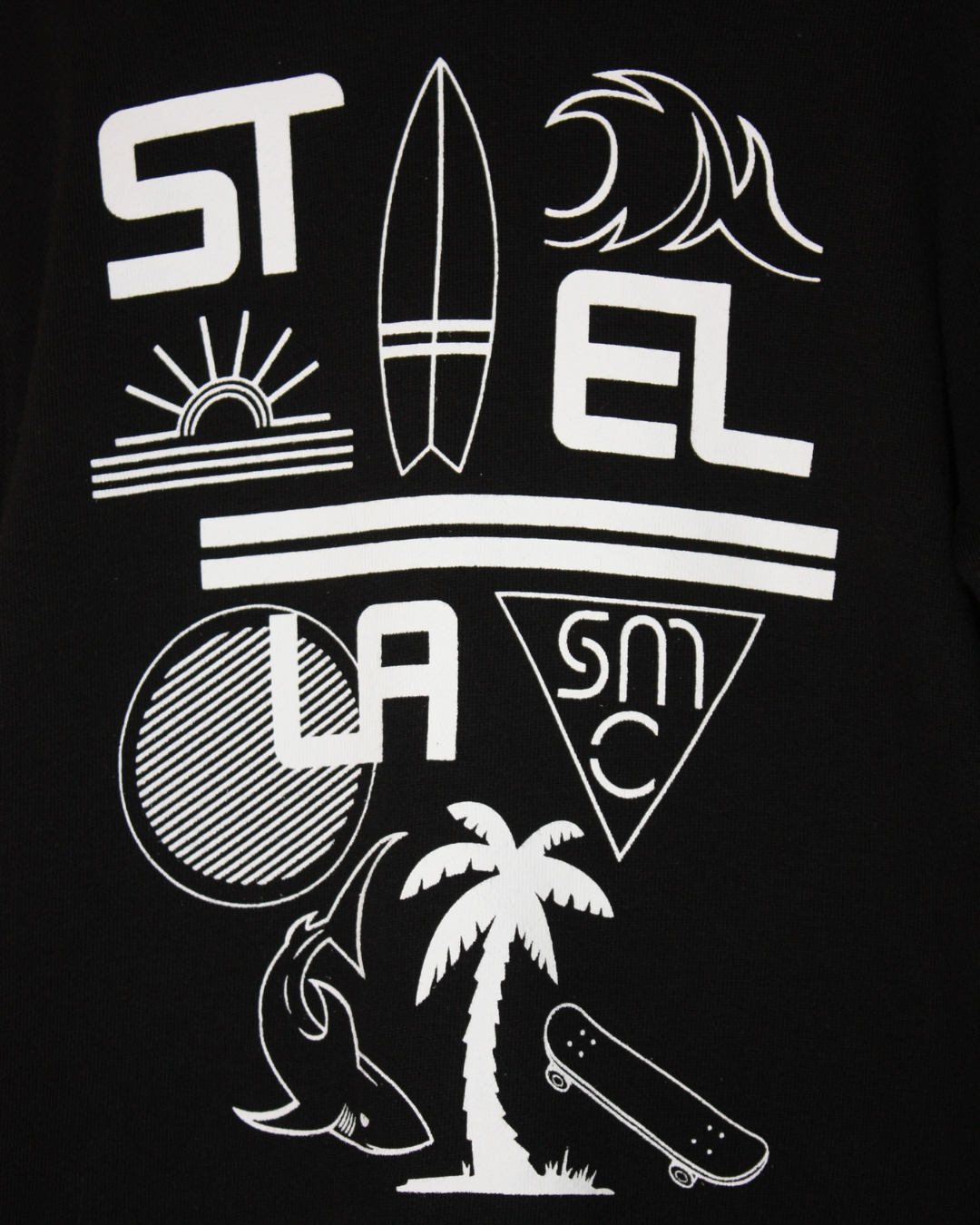 Hoodie noir motif surf et skate 4 ans