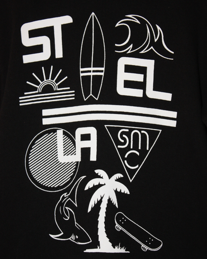 Hoodie noir motif surf et skate 4 ans