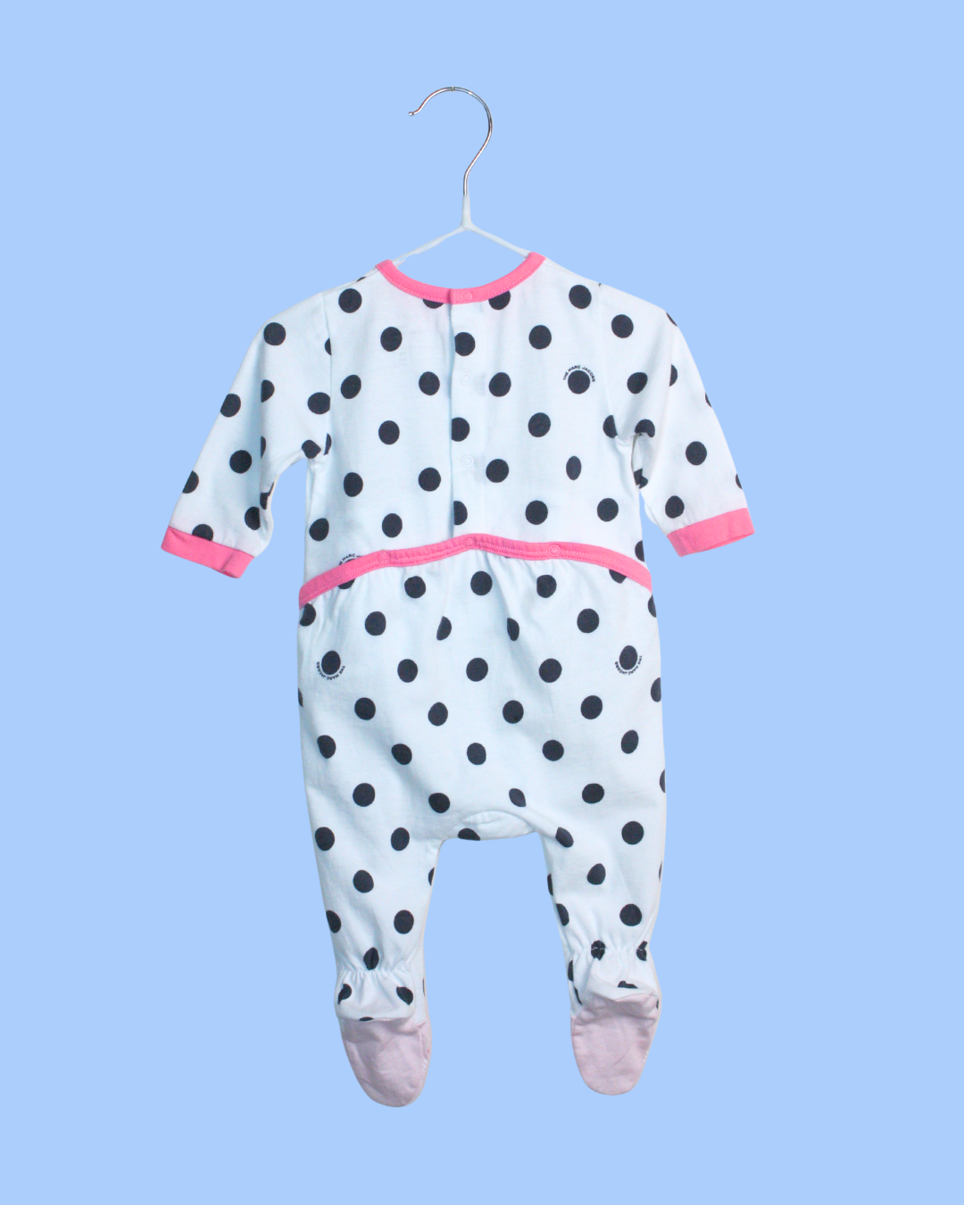 Grenouillère à pois et lapin brodé 1 mois