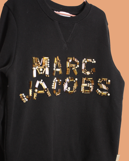 Sweatshirt noir brodé de perles 6 ans