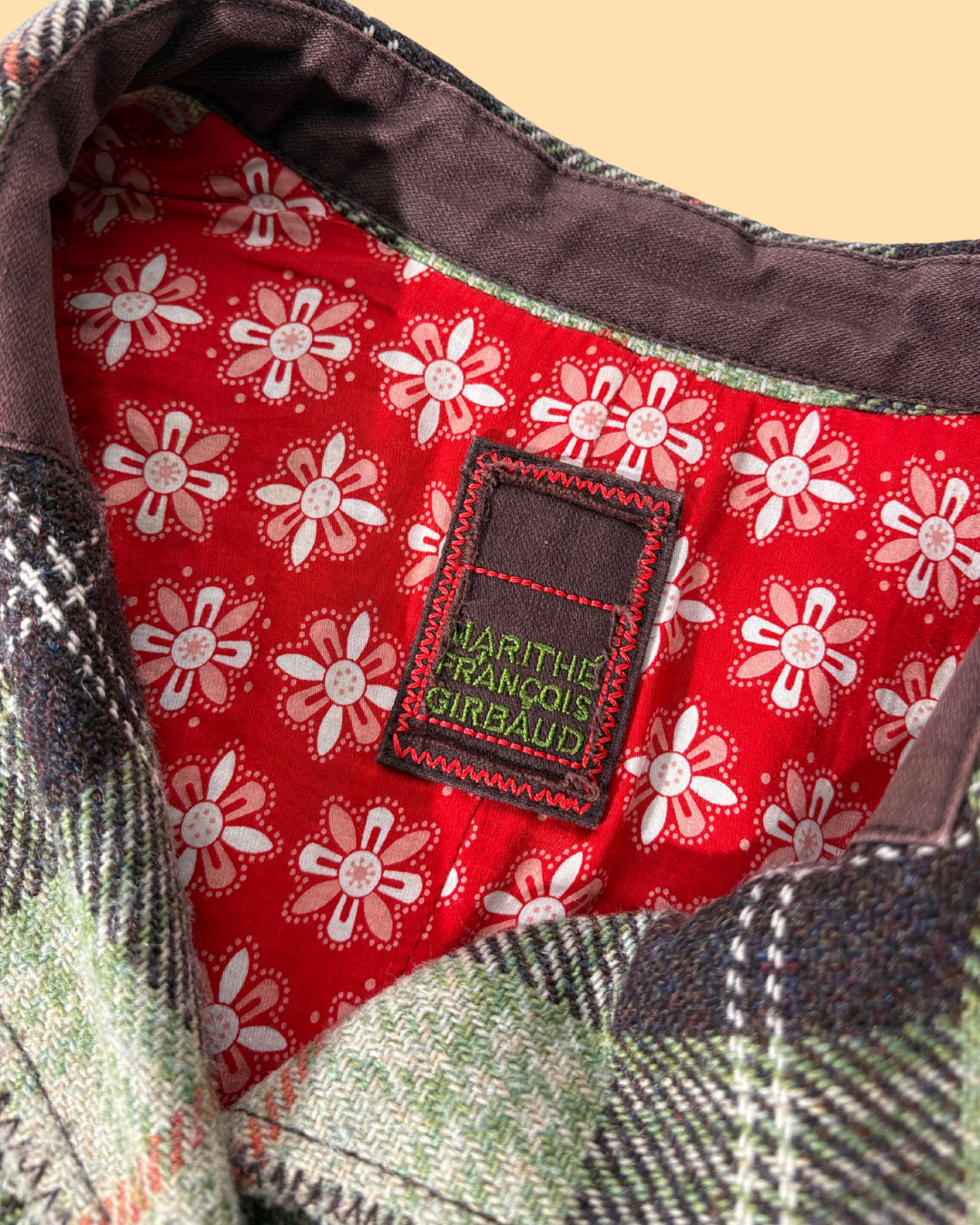 Manteau vintage en laine à carreaux 8 ans