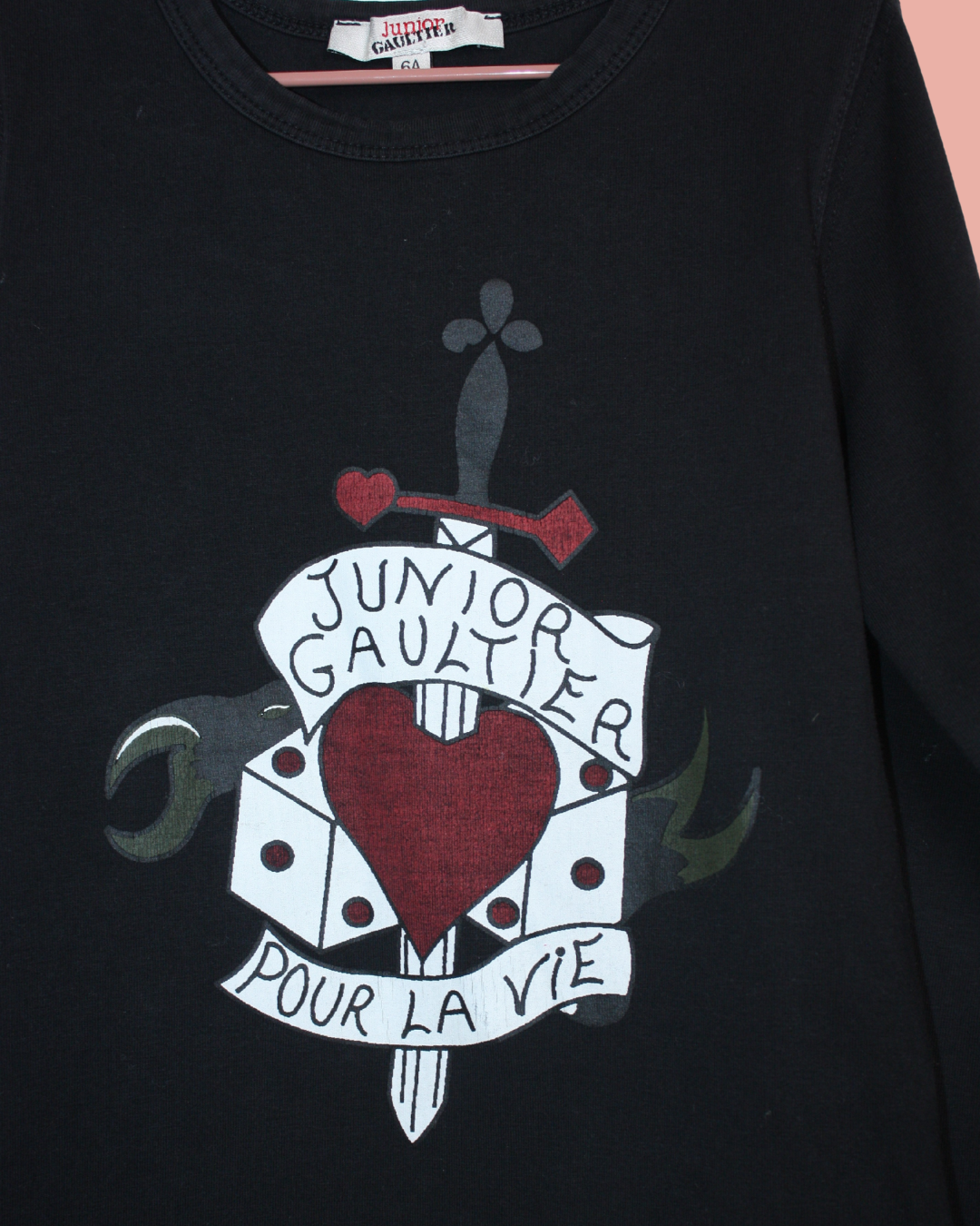 Top noir vintage imprimé 6 ans