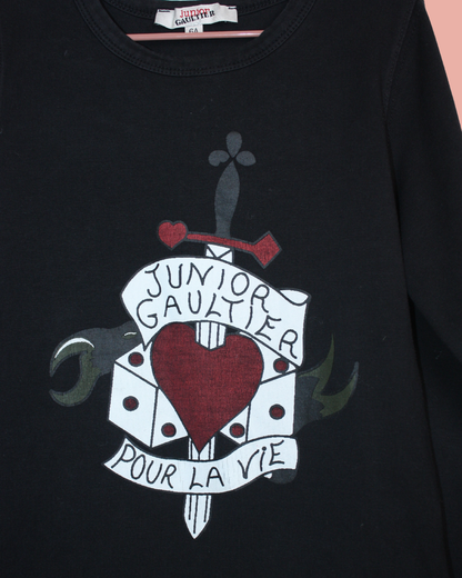 Top noir vintage imprimé 6 ans