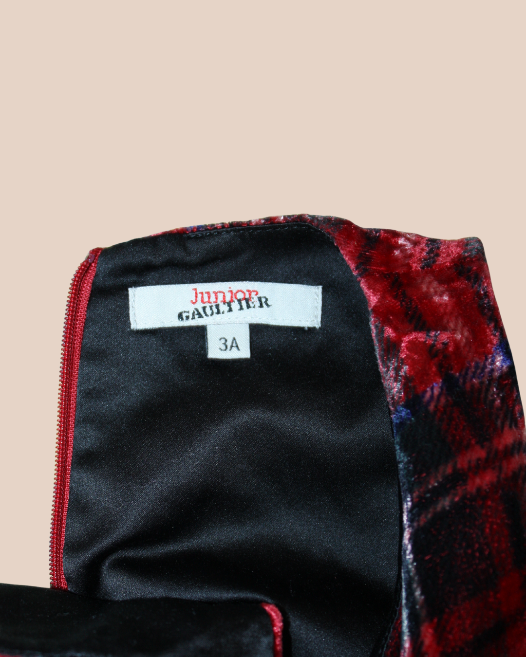 Robe en velours de soie tartan 3 ans