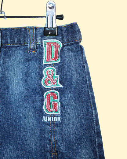 Jupe en jean vintage Y2K avec détails en cuir 6 ans