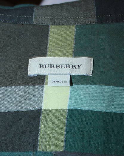 Chemise tartan verte et grise 2 ans