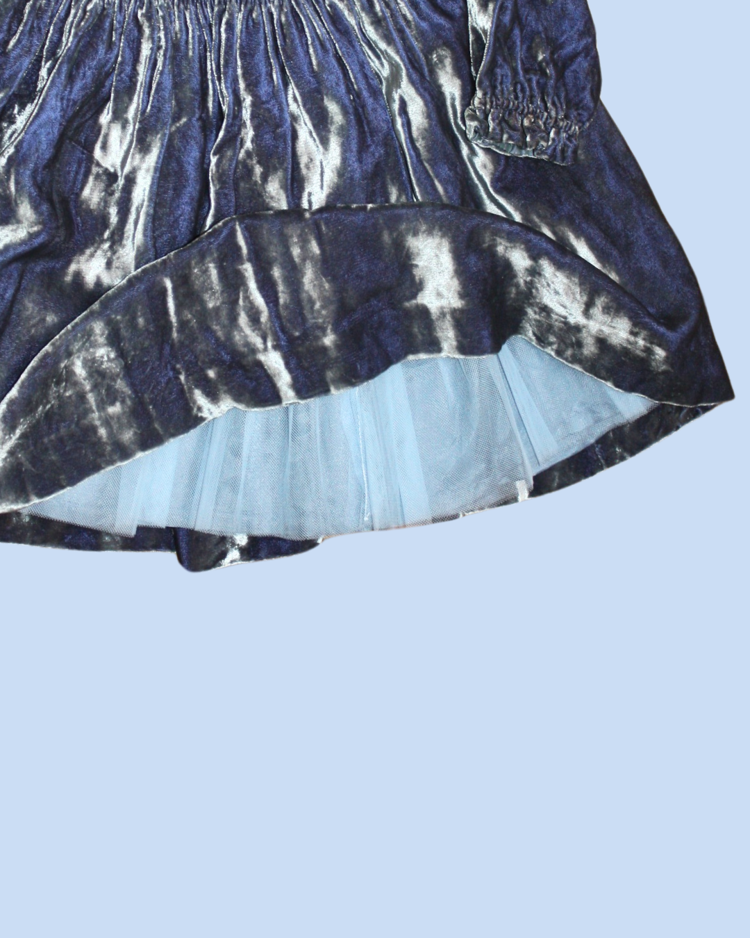 Robe bleue vintage en tulle et velours 2 ans