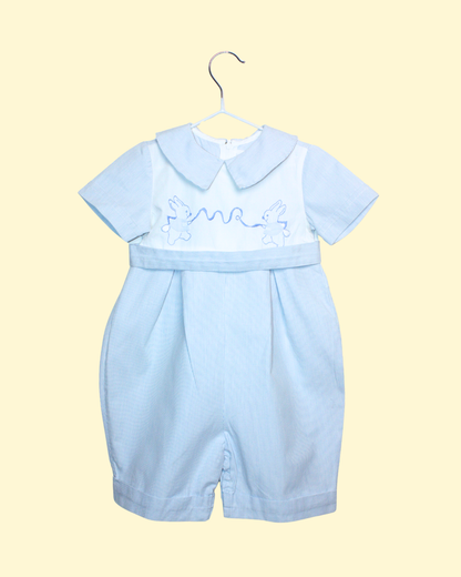 Salopette vintage bleue à lapins 12 mois