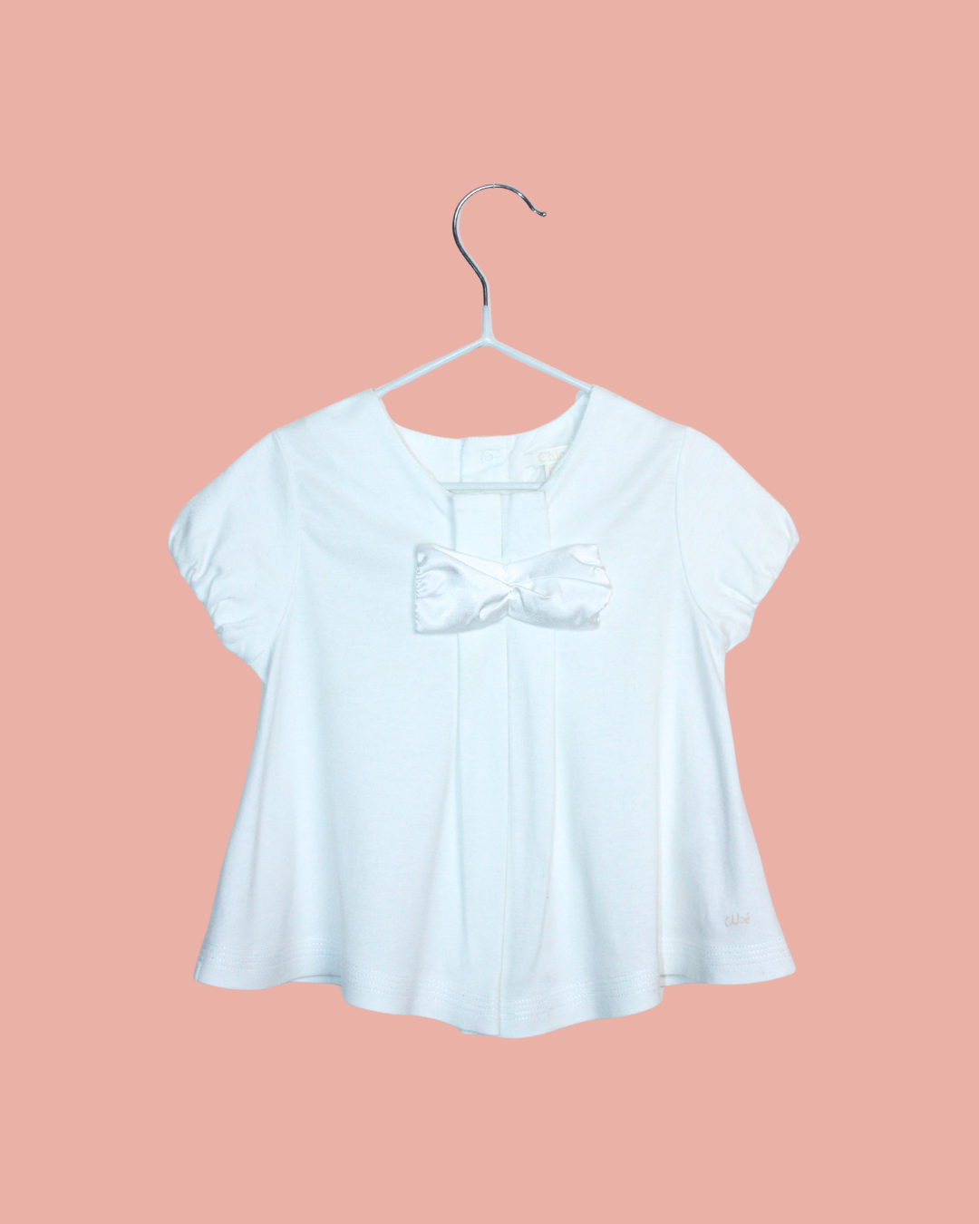 Chemisier blanc en coton et noeud en satin 12 mois
