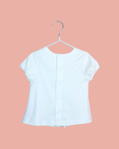 Chemisier blanc en coton et noeud en satin 12 mois