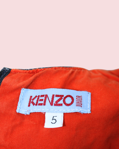 Robe en jean et velours brodé rouge 5 ans