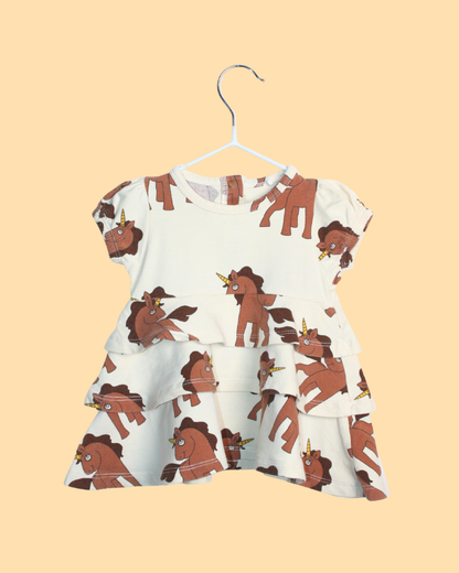 Ensemble en coton beige à motif licornes 6 mois