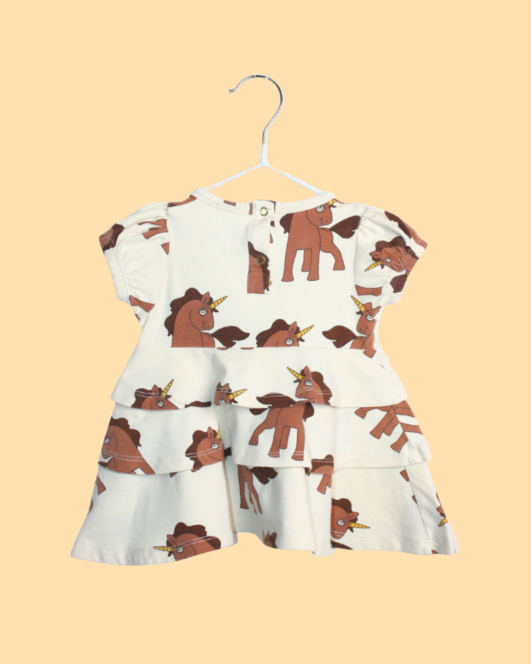 Ensemble en coton beige à motif licornes 6 mois