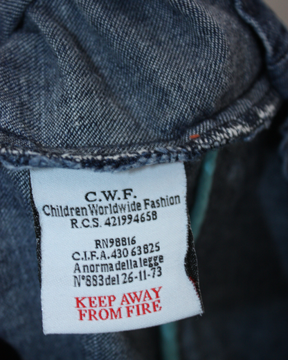 Robe en jean et velours brodé rouge 5 ans