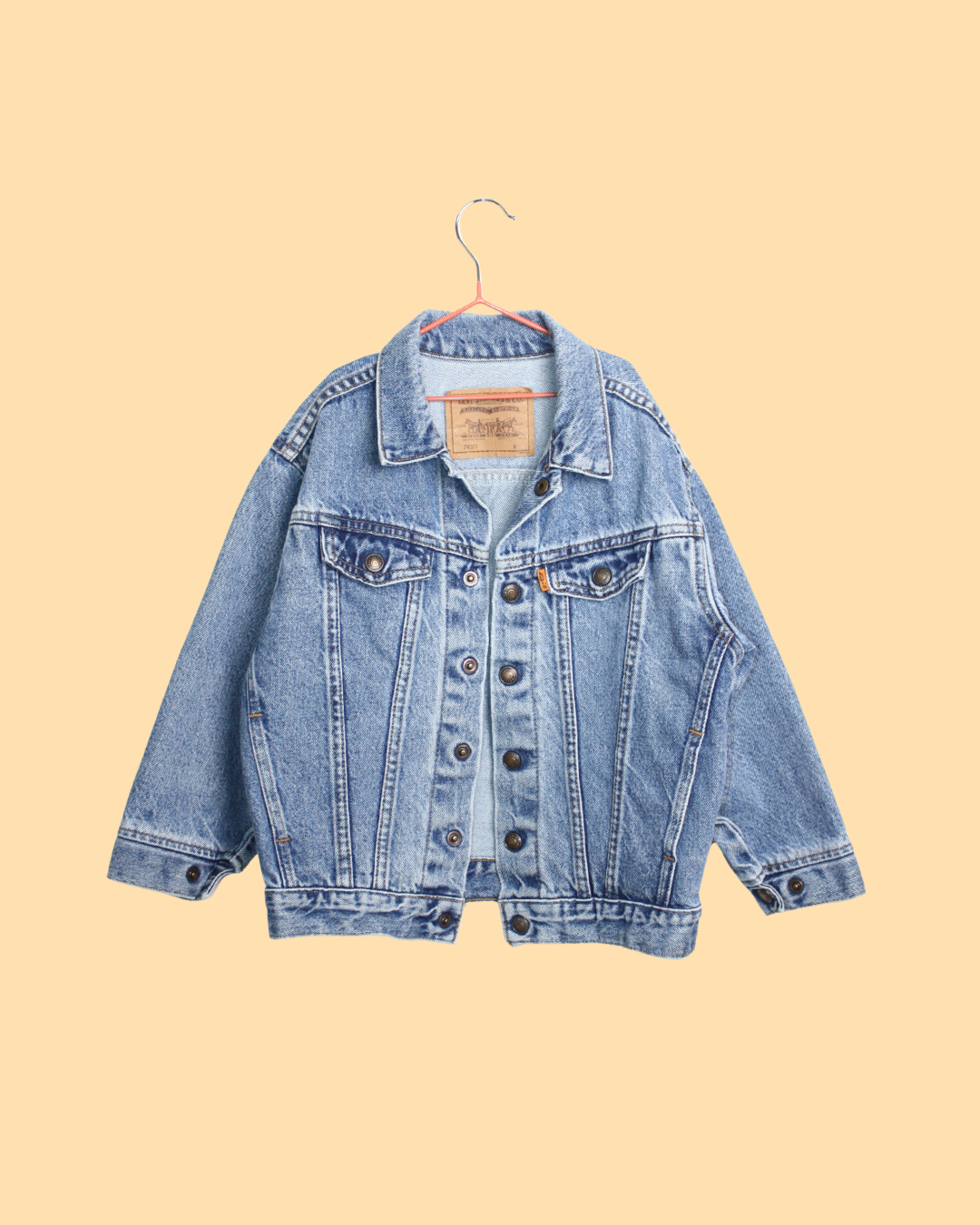 Veste en jean rare vintage 90s orange tab Made in USA 6 ans