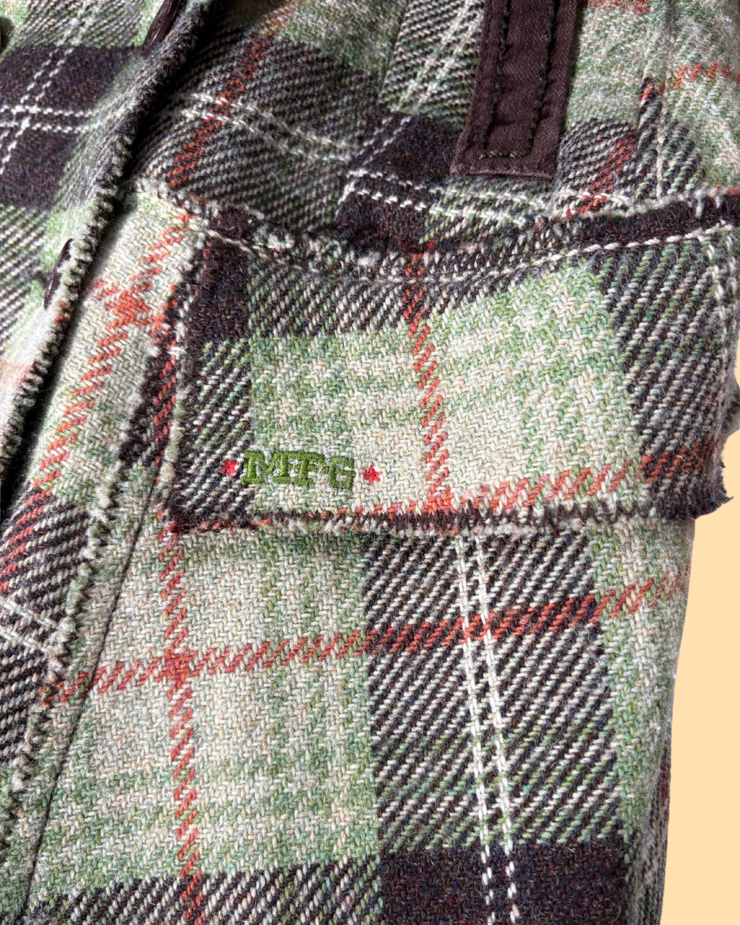 Manteau vintage en laine à carreaux 8 ans