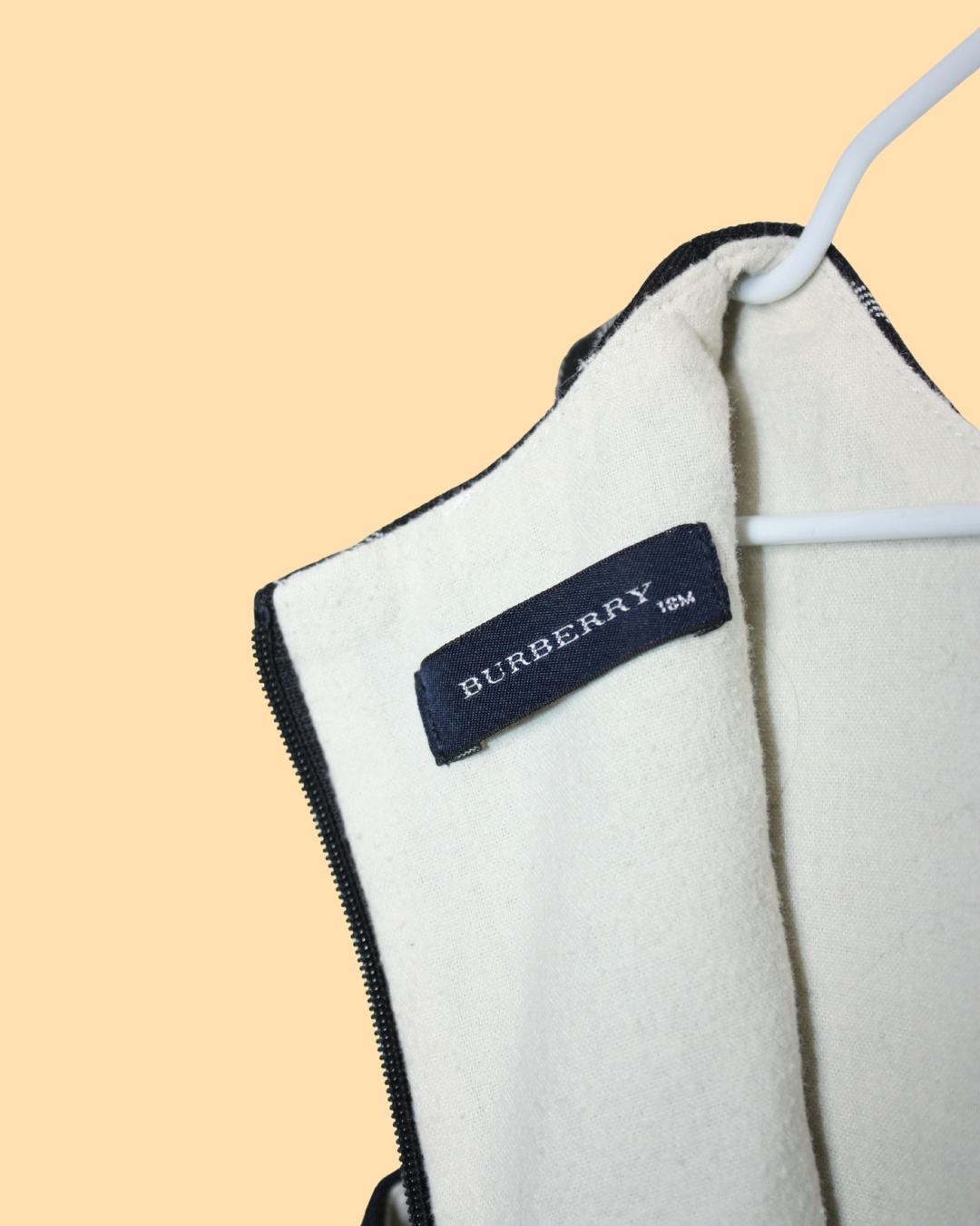 Robe noire et blanche en laine imprimée tartan 18 mois