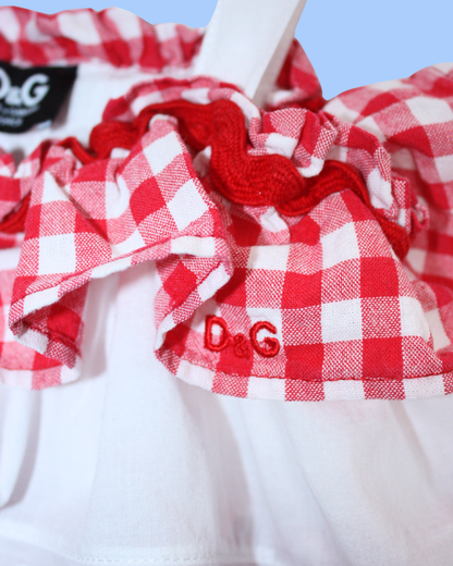 Robe à imprimé vichy et dentelle 6 mois