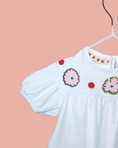 T-shirt blanc à fleurs 3 mois