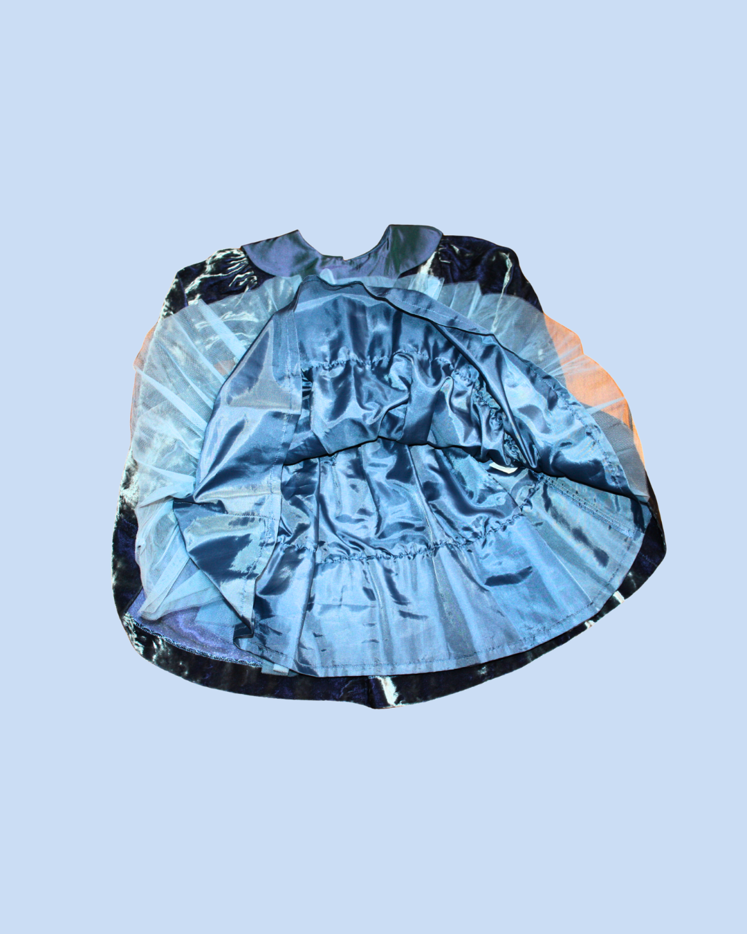 Robe bleue vintage en tulle et velours 2 ans