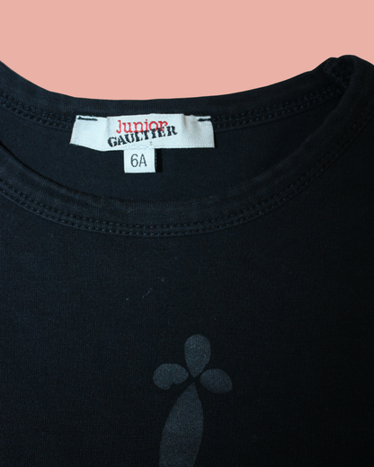 Top noir vintage imprimé 6 ans