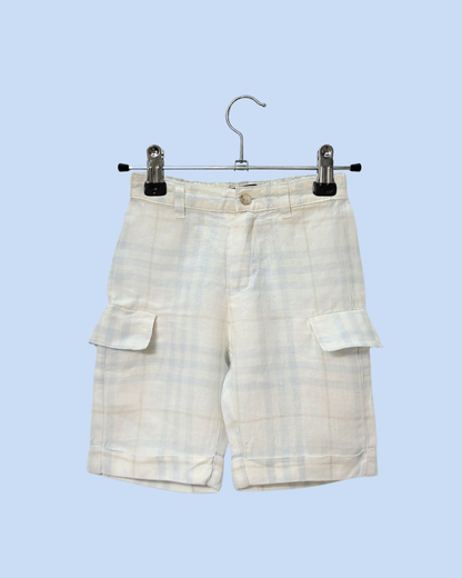Bermuda en tartan beige et bleu clair 12 mois