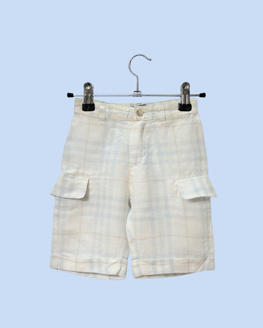 Bermuda en tartan beige et bleu clair 12 mois