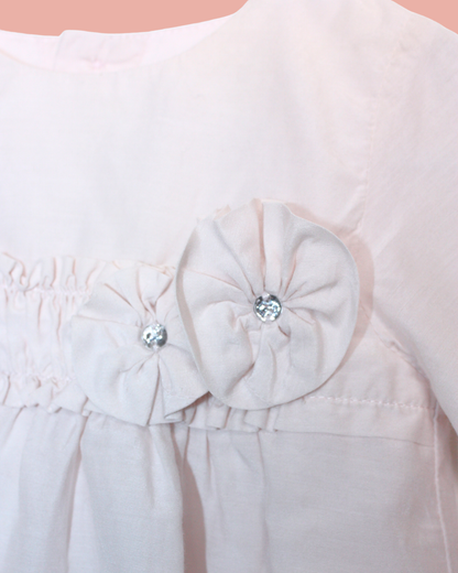 Robe rose en coton et soie 3 mois