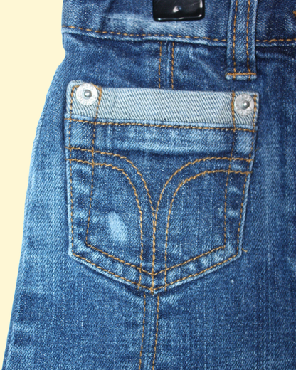 Jupe en jean vintage Y2K avec détails en cuir 6 ans