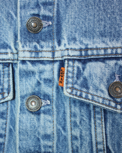 Veste en jean vintage 1970s orange tab 14 ans