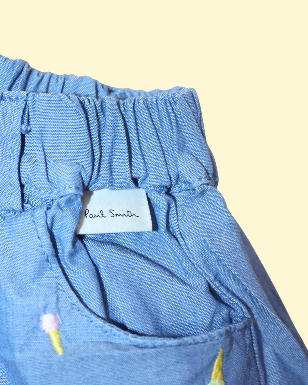 Short bleu brodé icecream 12 mois
