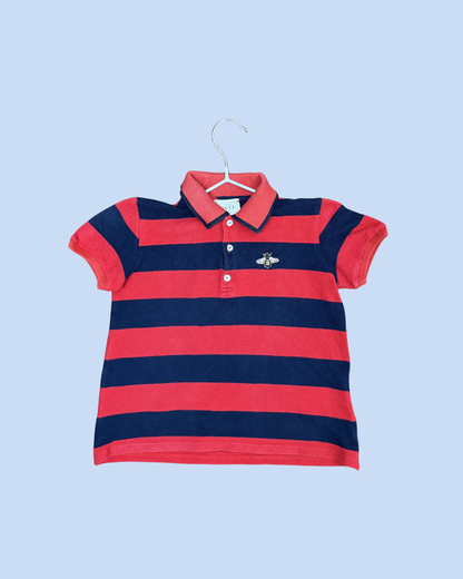 Polo à rayures marines et rouges 3 ans