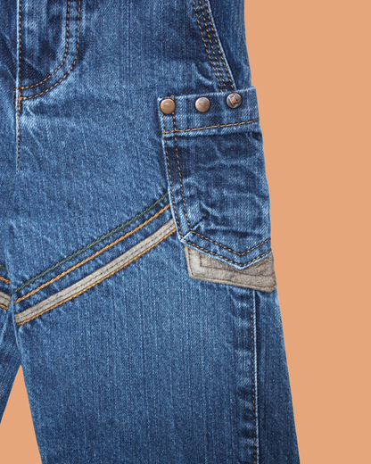 Jean brut vintage avec empiècements de cuir 18 mois