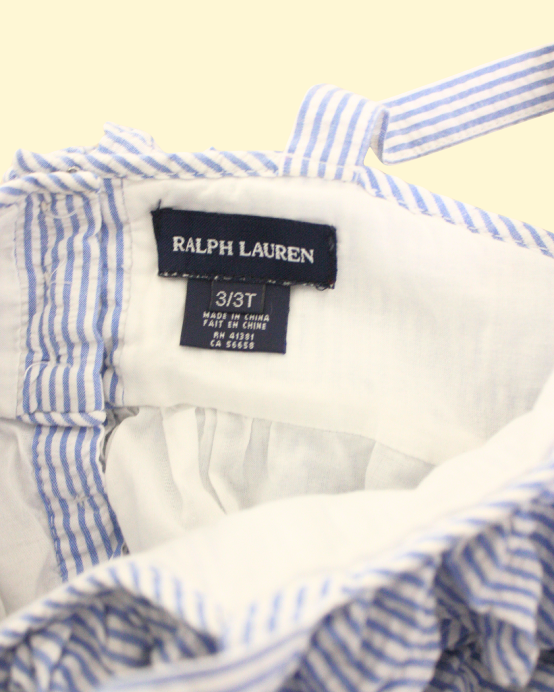 Robe rayée blanche et bleue à volants 3 ans