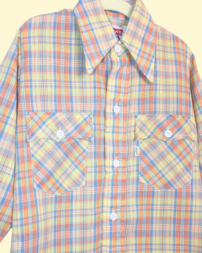 Chemise western vintage 70s à carreaux 8 ans