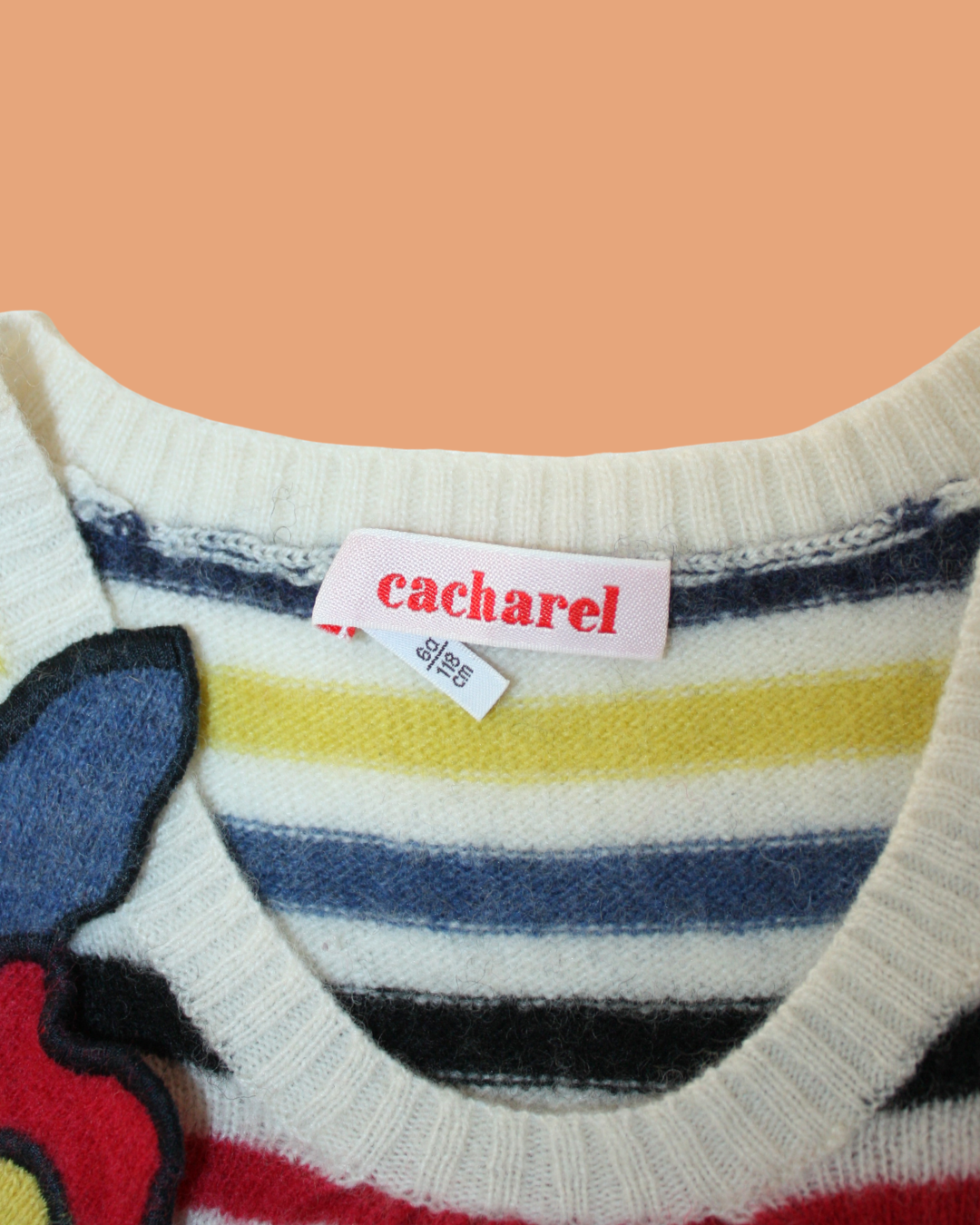 Pull vintage rayé en laine d'agneau 6 ans