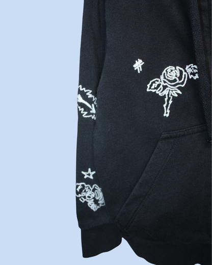 Hoodie noir à broderie rare 3 ans