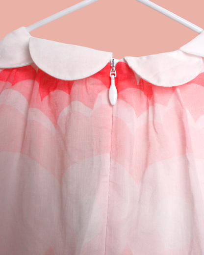 Robe en coton blanche et rose à col corolle 3 mois