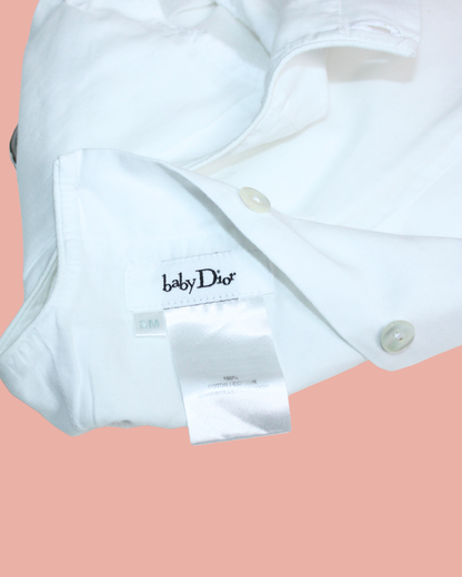 Blouse en voile de coton blanc à fleur et noeud 3 mois