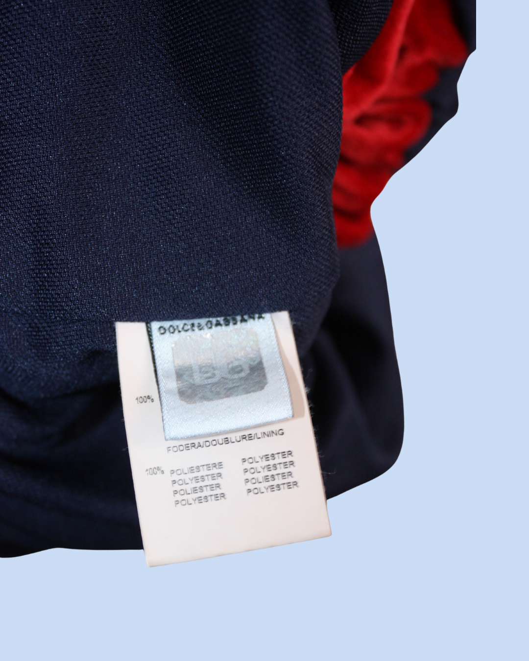 Veste en velours rouge et bleu 2 ans