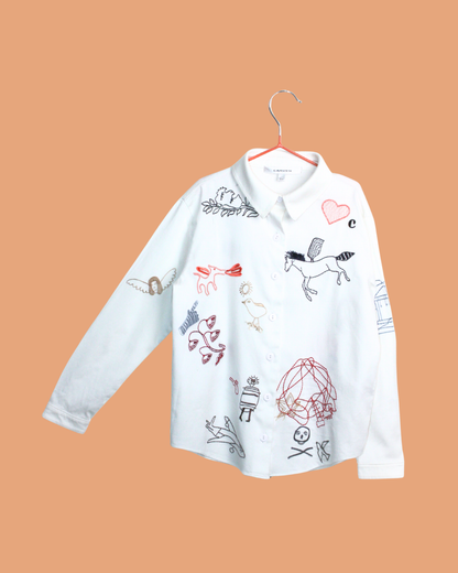 Chemise blanche brodée 6 ans