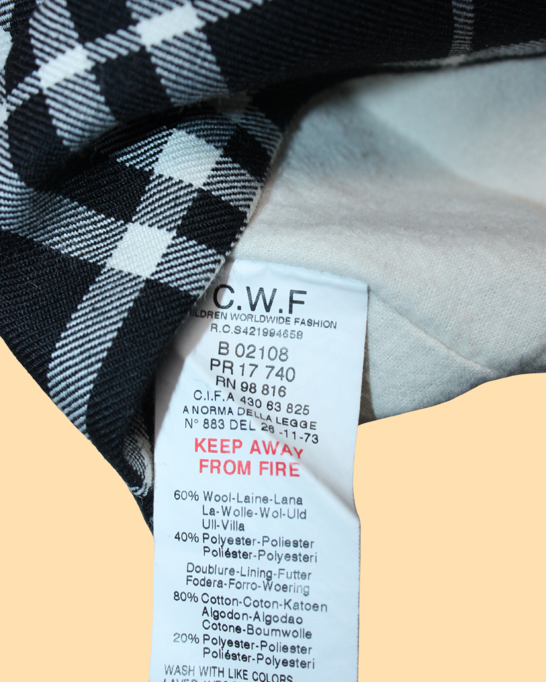 Robe noire et blanche en laine imprimée tartan 18 mois