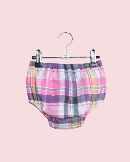 Robe rose à volants et carreaux 9 mois