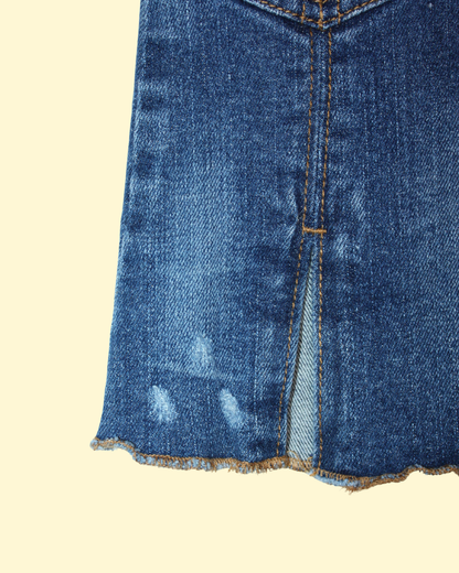 Jupe en jean vintage Y2K avec détails en cuir 6 ans