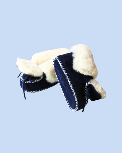 Mocassins en peau de mouton bleus taille 16