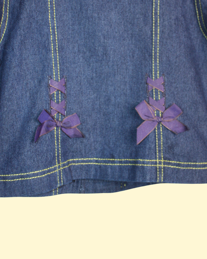 Veste vintage en denim et noeud de satin 6 ans